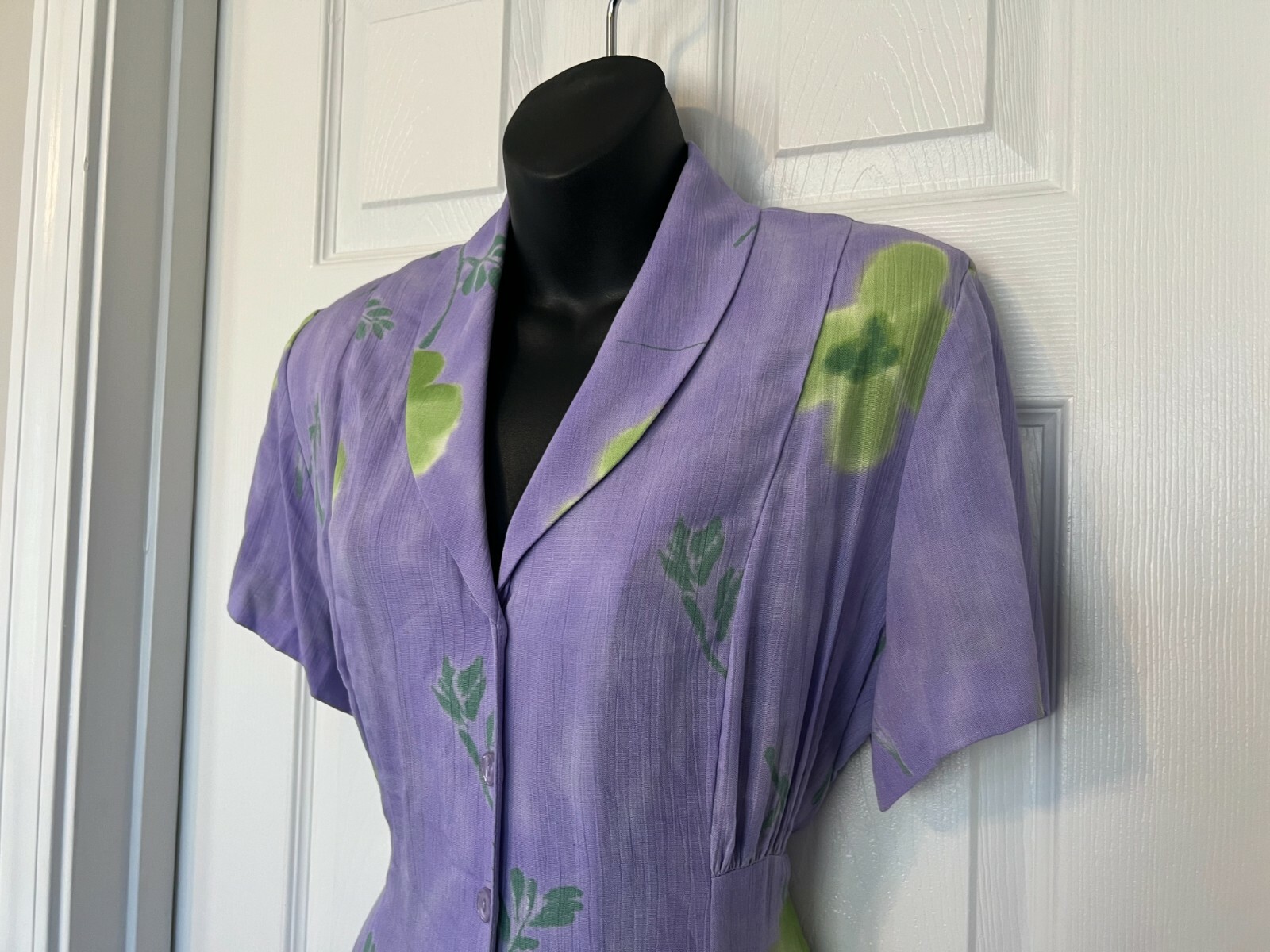 Jeffery & Dara Vintage Lavender Floral Short Sleeve Long Dress Sz 10