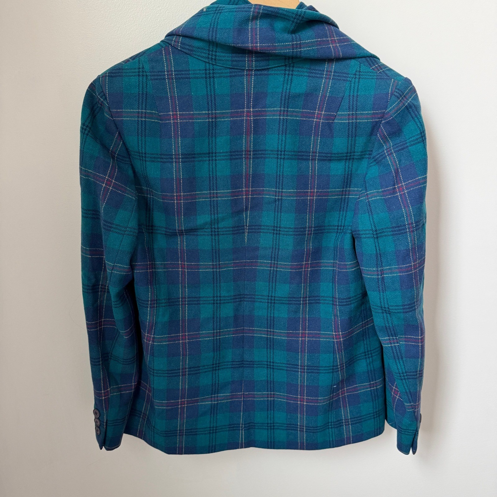 Vintage Pendleton Teal Plaid Wool Blazer and Scarf Set ACADEMIA USA Small Medium
