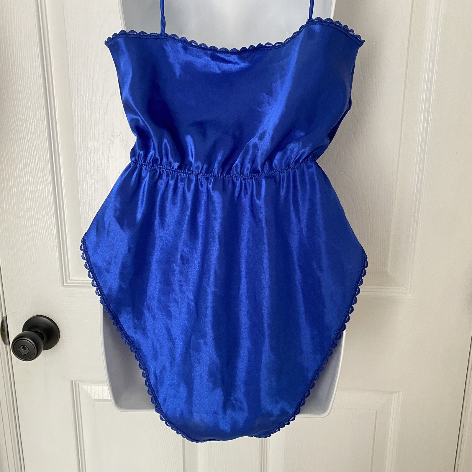 Bodysuit Small One Piece Blue Lace Top Silky Coquette Festival Rave Wear