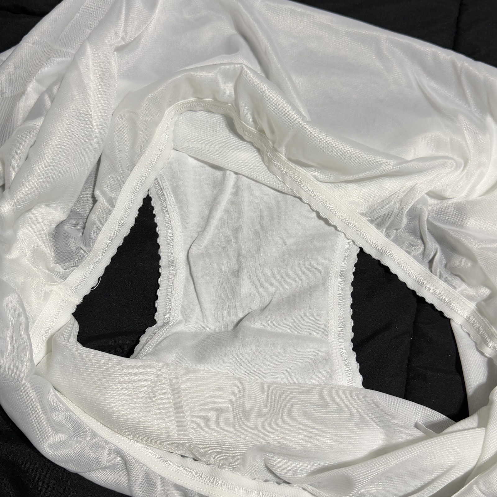 3 Pair Bali 26210 White 3XL / 10 Nylon Satin Full Cut Brief Panties High Waist