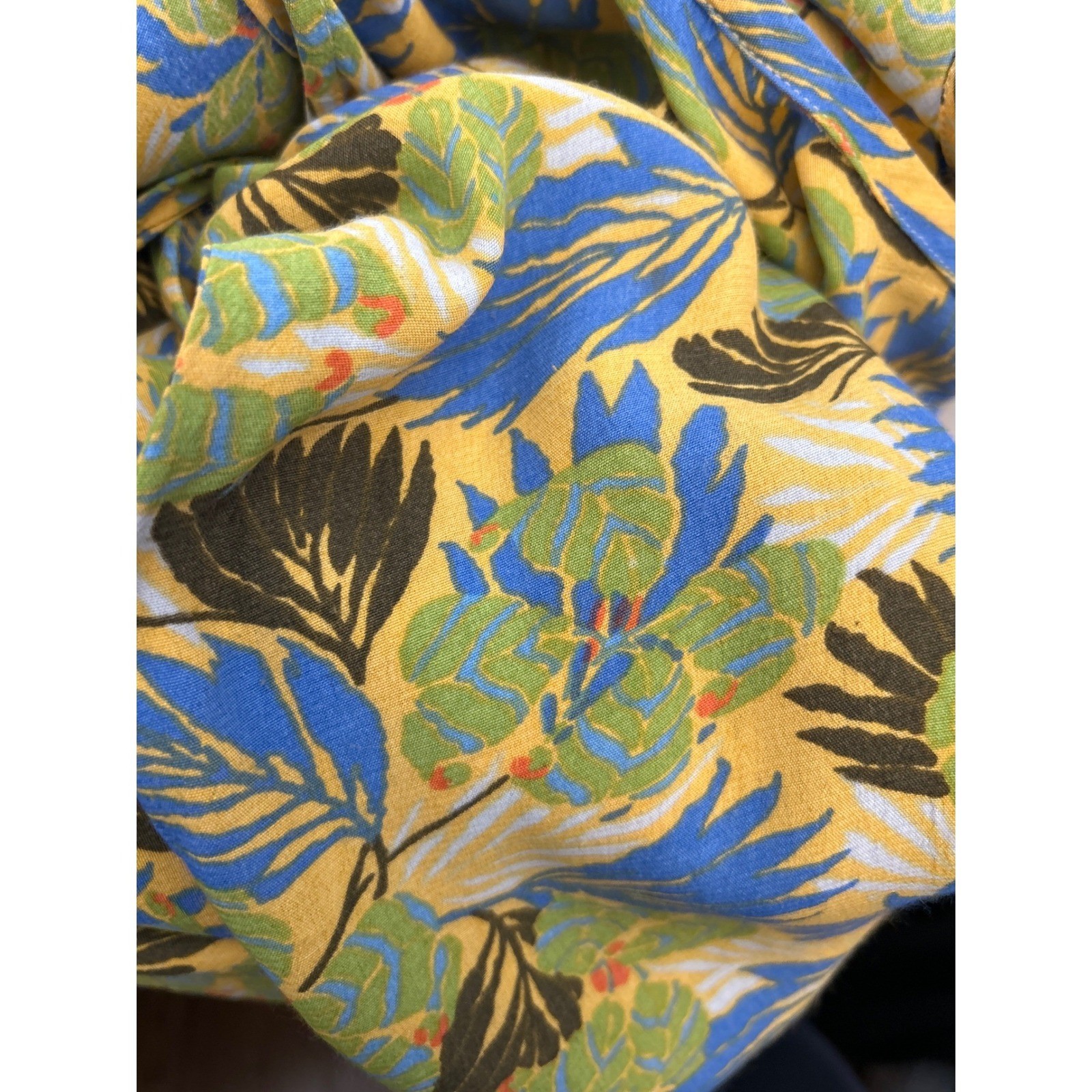 Vintage FLAX Maxi Dress Tropical Floral Bohemian Lagenlook Summer Boho Coastal