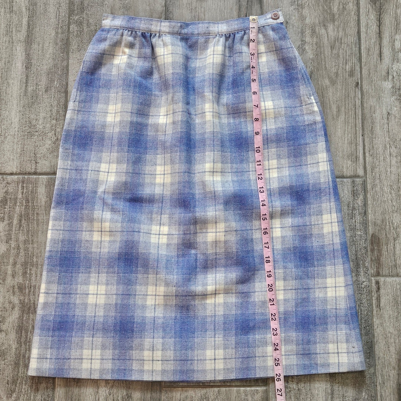 Pendleton Plaid Skirt Size 8 Vintage Blue Pure Virgin Wool Tartan Academia