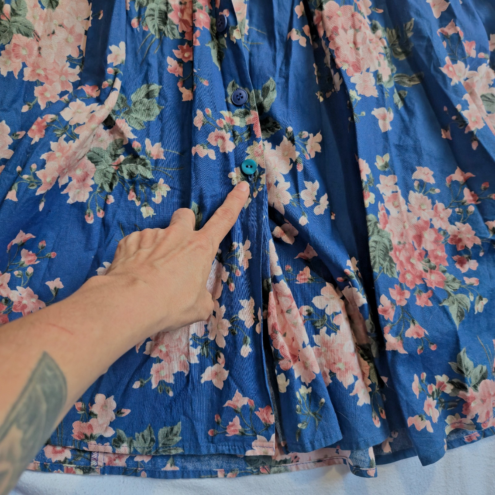Vtg 90s Carol Anderson Petites Floral Midi Dress Pockets USA Cottagecore 2P