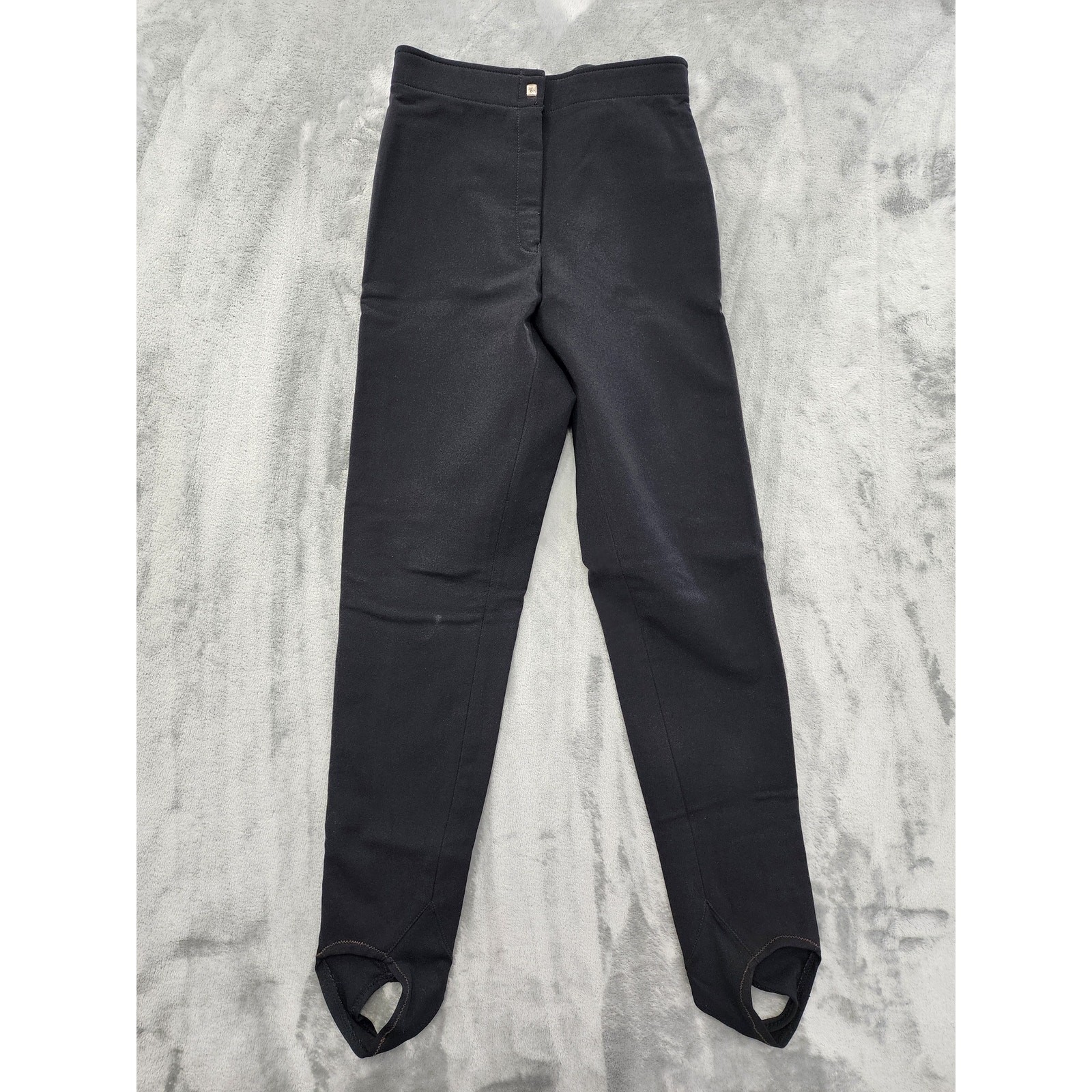 Vintage 80s Peregrine High Rise Wool Stirrup Ski Pants Size 10L Black Stretch