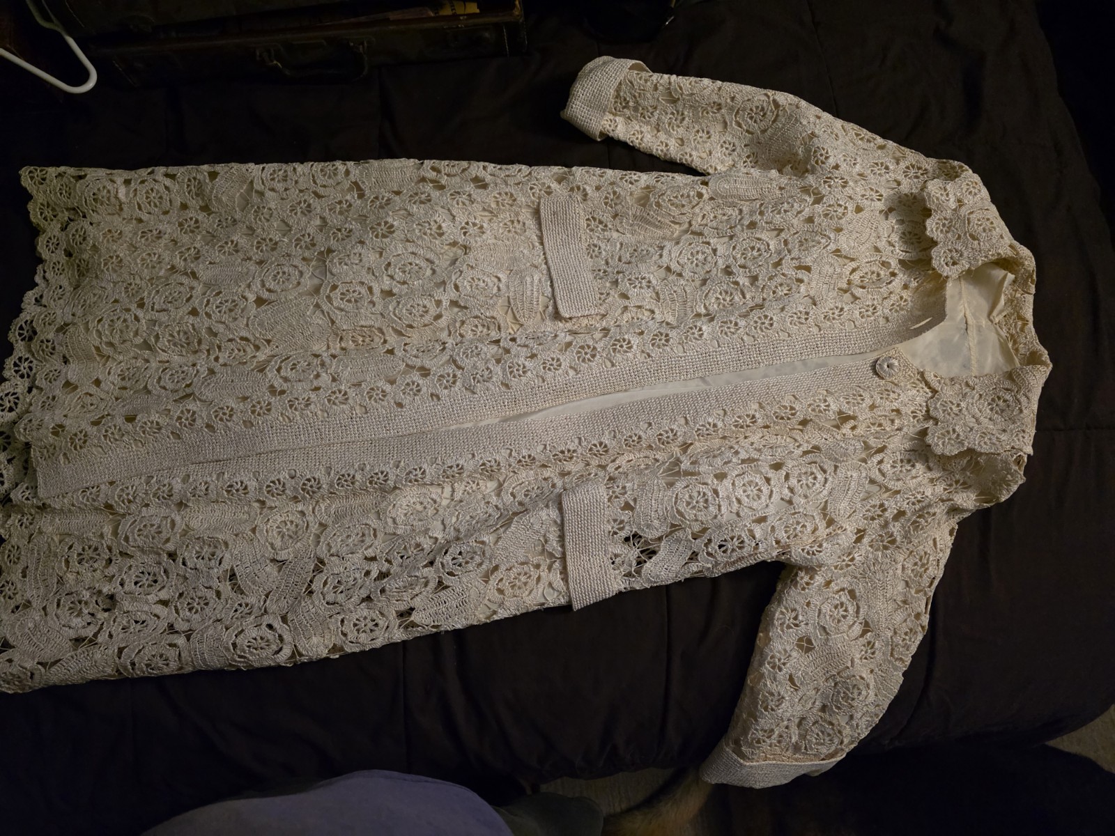 Vintage 60s Anna Giovannozzi Italian Hand Crocheted Raffia Lace Dress And Coat
