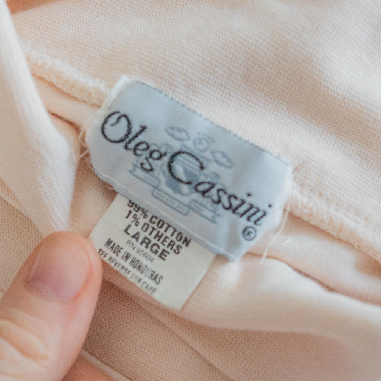 Vintage Cotton 80s Muted Pastel Pink Cream Turtleneck with logo emblem applique