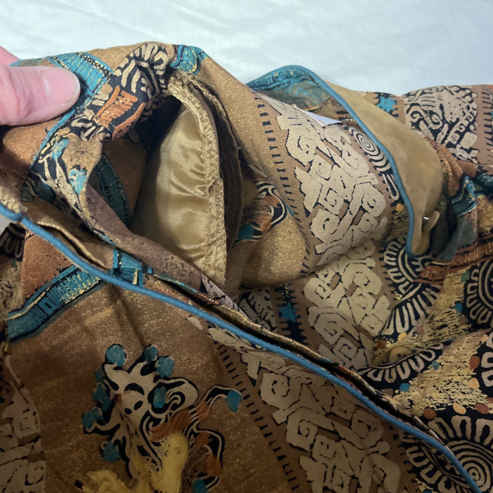 Vintage Tobria Abstract Print Rayon Button Up Blouse Shoulder Pads Size 8 USA