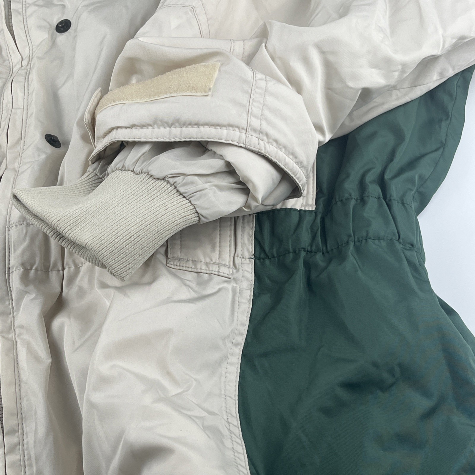 Vintage 90s Columbia Micro-Tex Ski Jacket Women’s XL Colorblock Cream Green