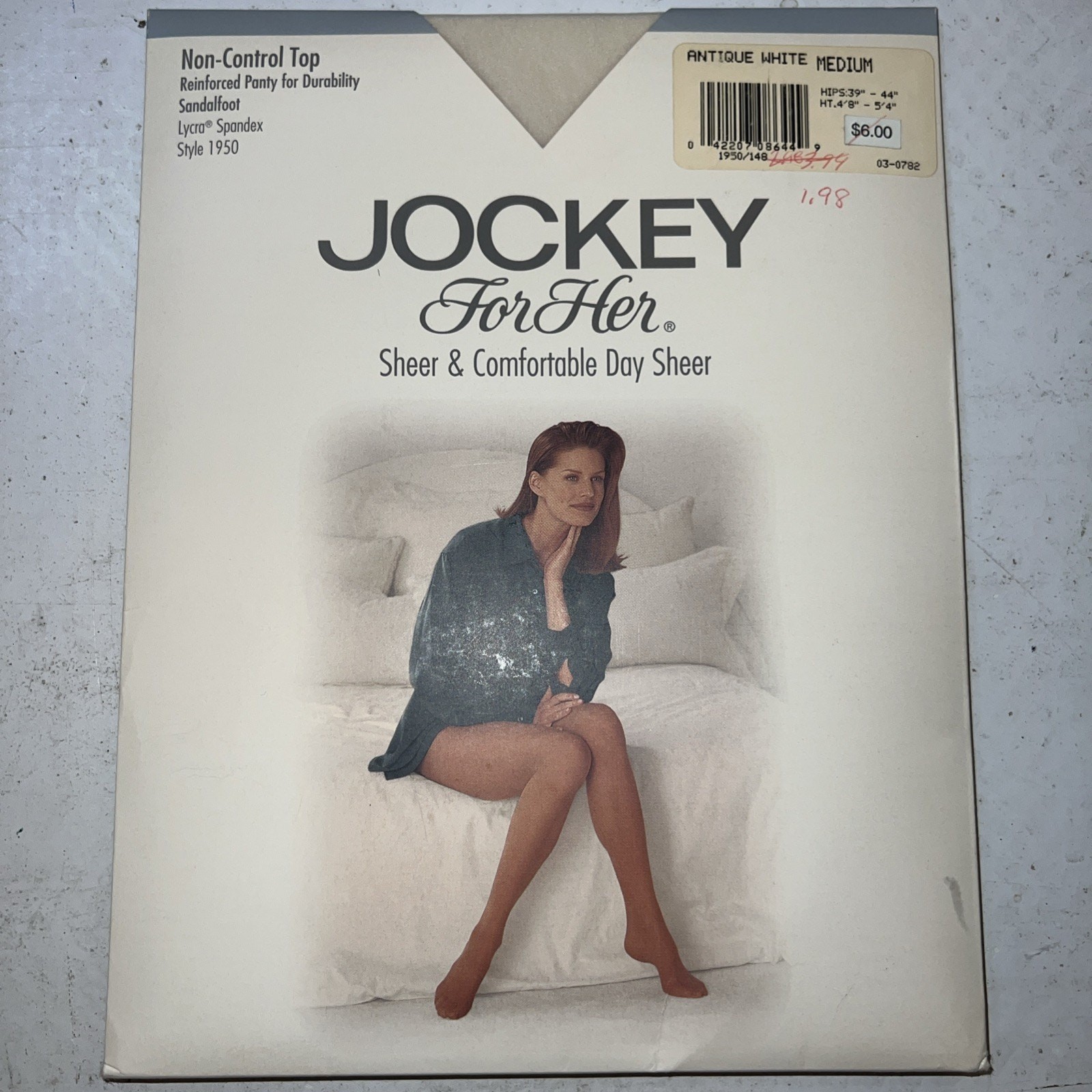 Vtg Jockey For Her Non-Control Top Pantyhose Antique White Medium Style 1950 NEW