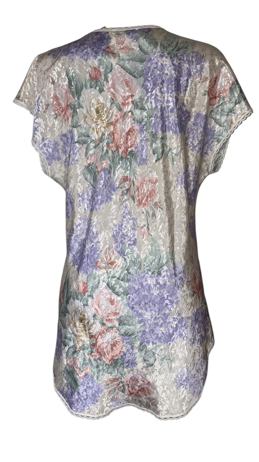 Vtg 90s Lucie Ann II Sz L/XL Womens Floral Lace Coquette Lingerie Chemise Dress