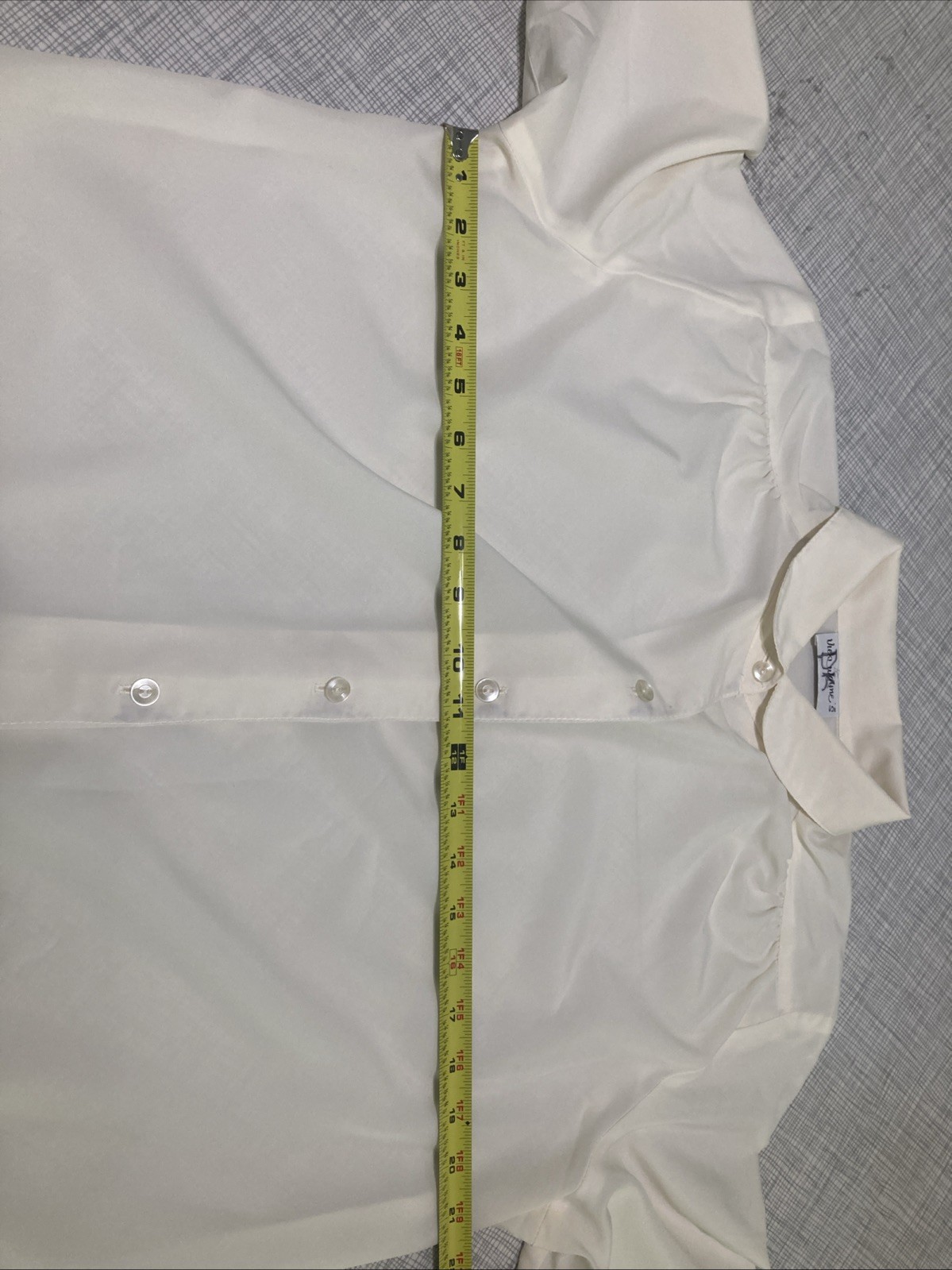 VTG 80s Vicki Wayne Off White Sheer Secretary Blouse Shirt Buttons Medium FLAW