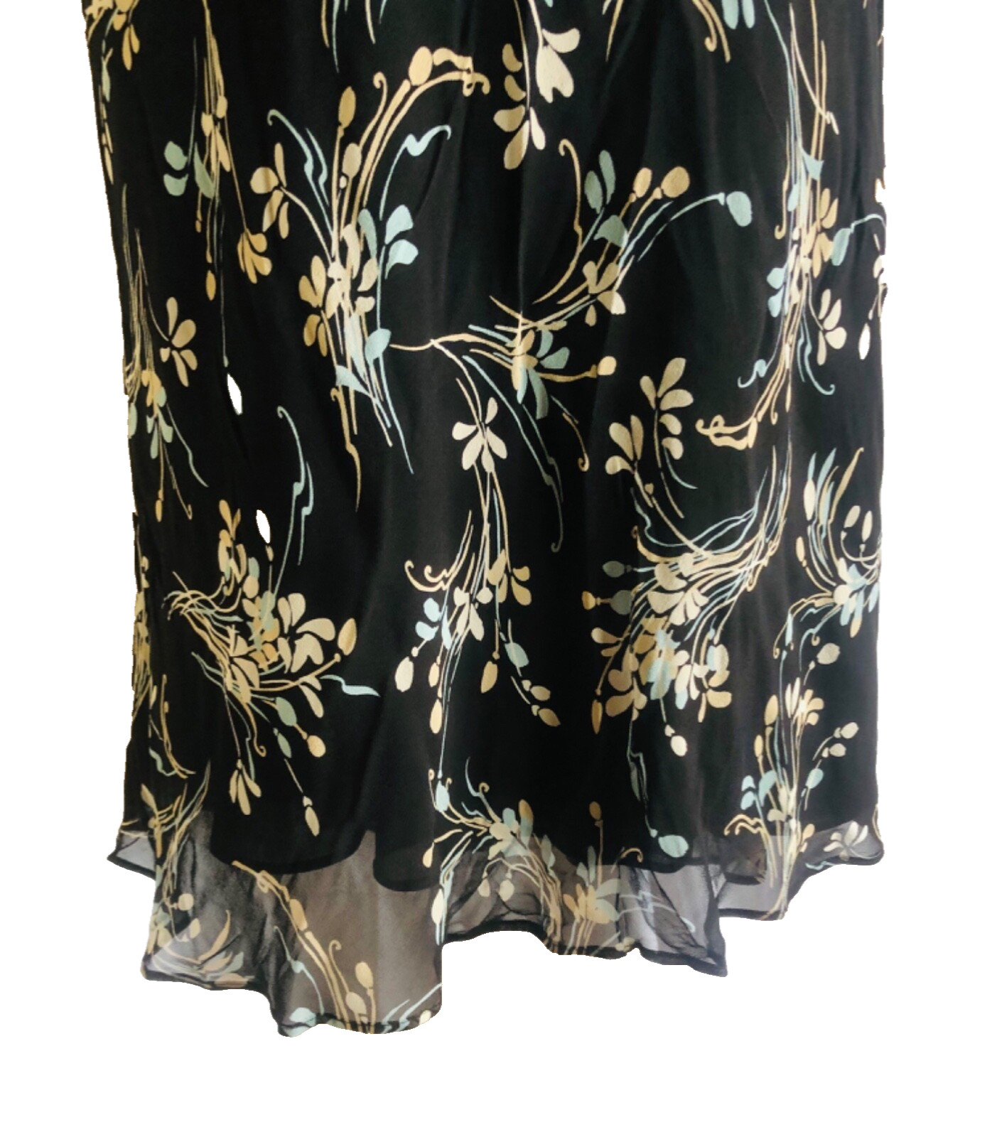 VINTAGE ANN TAYLOR LOFT BLACK FLORAL DRESS 8 100% SILK