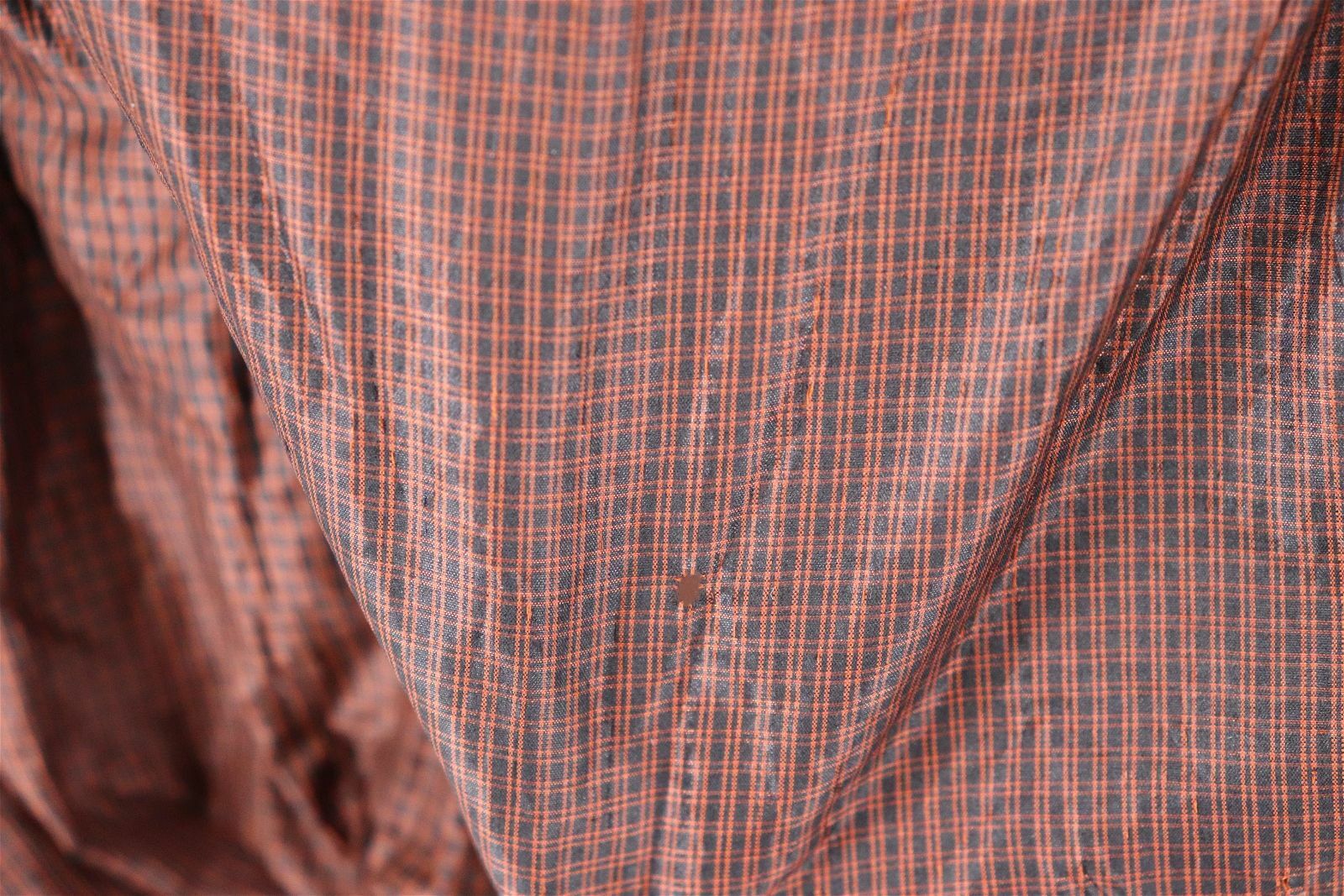 Antique Edwardian Brown Plaid Silk Wrap Bodice Top 1890s -1910s Early 1900s