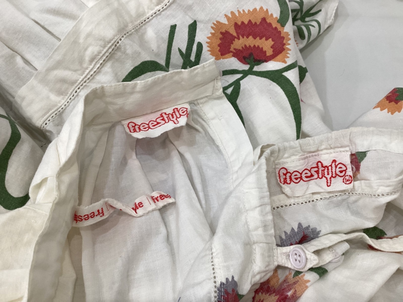 Vintage Early 80s Freestyle Cotton Floral Top & Skirt Set Cottagecore Boho