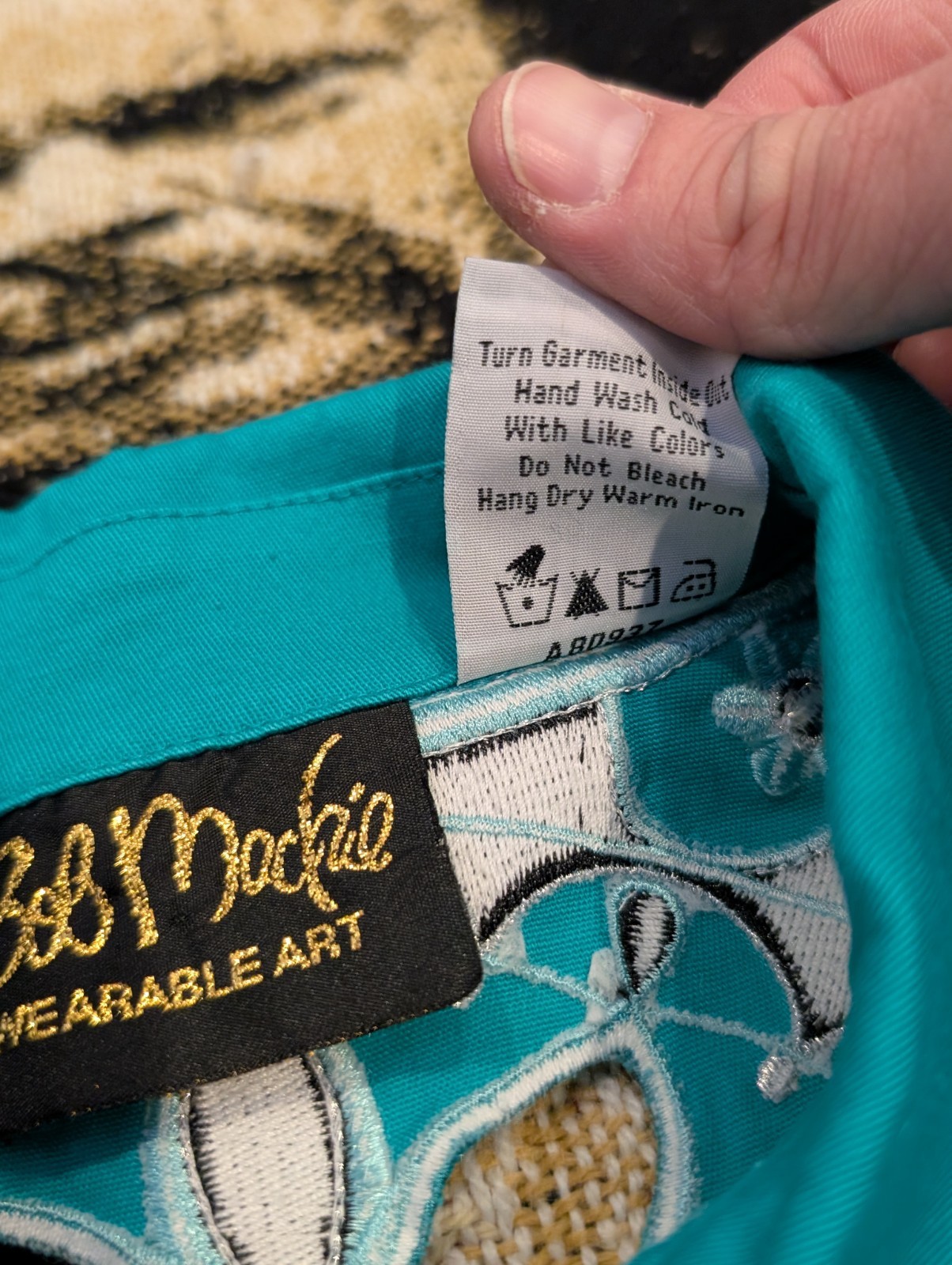 Vtg 90s Sz XS Jacket Coat Bob Mackie Wearable Art Western Turquoise
