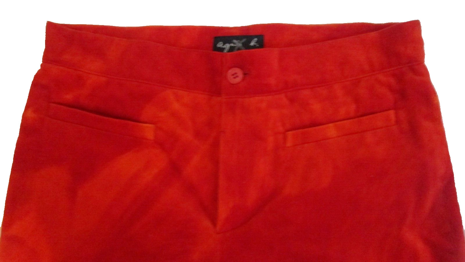 Vintage agnes b. PARIS „Splotchy” Red Velour Zip Front Pants Size 36 (US 6)