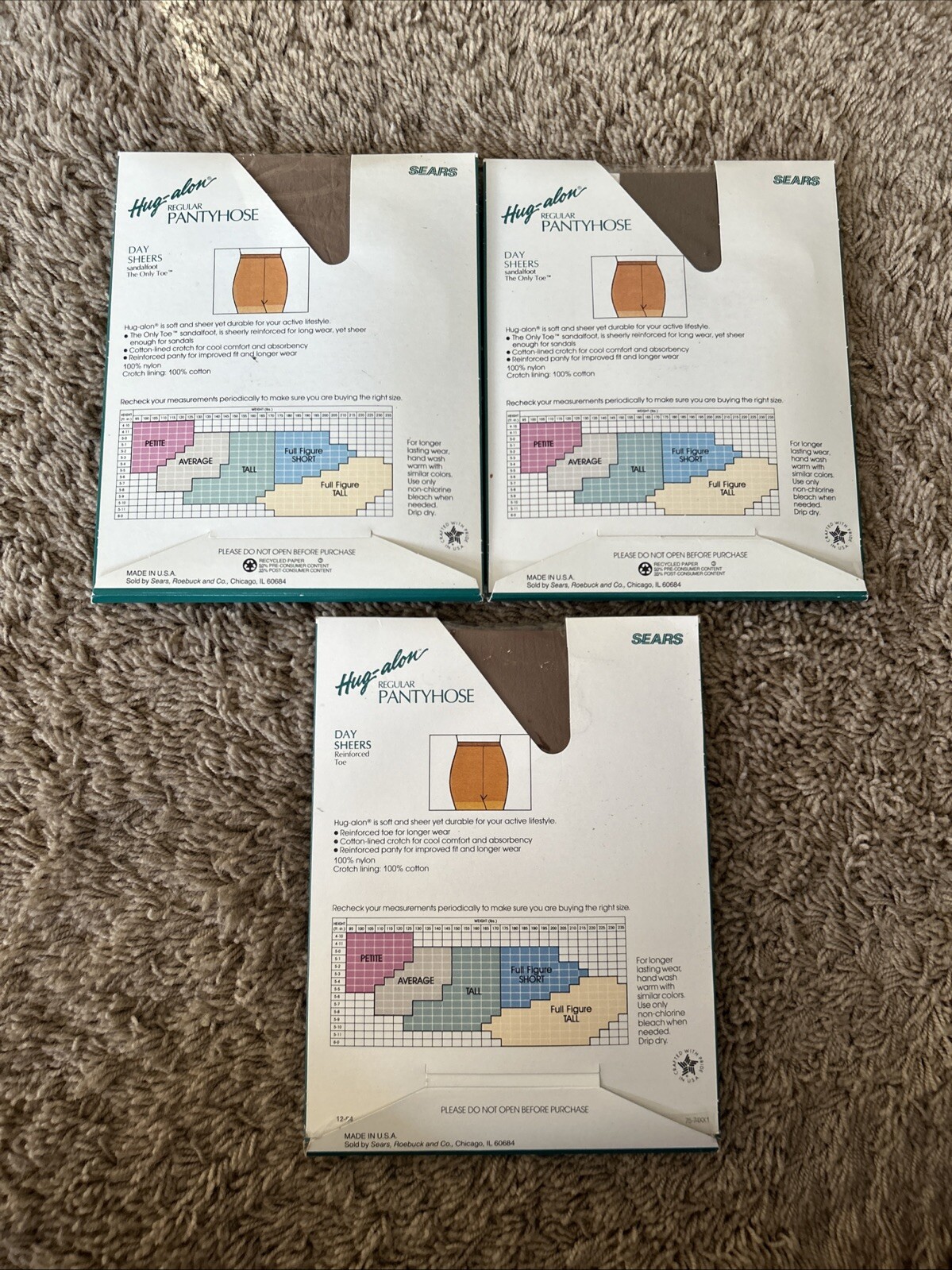 LOT Sears Hug-alon AVERAGE Sandalfoot Only Toe Nylon Pantyhose TAUPE SANDSTO A25