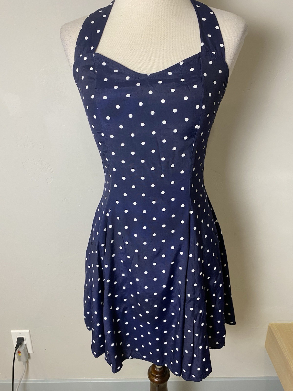 VTG 90’s My Michelle Navy With White Polka Dots Party Summer Mini Dress 5/6