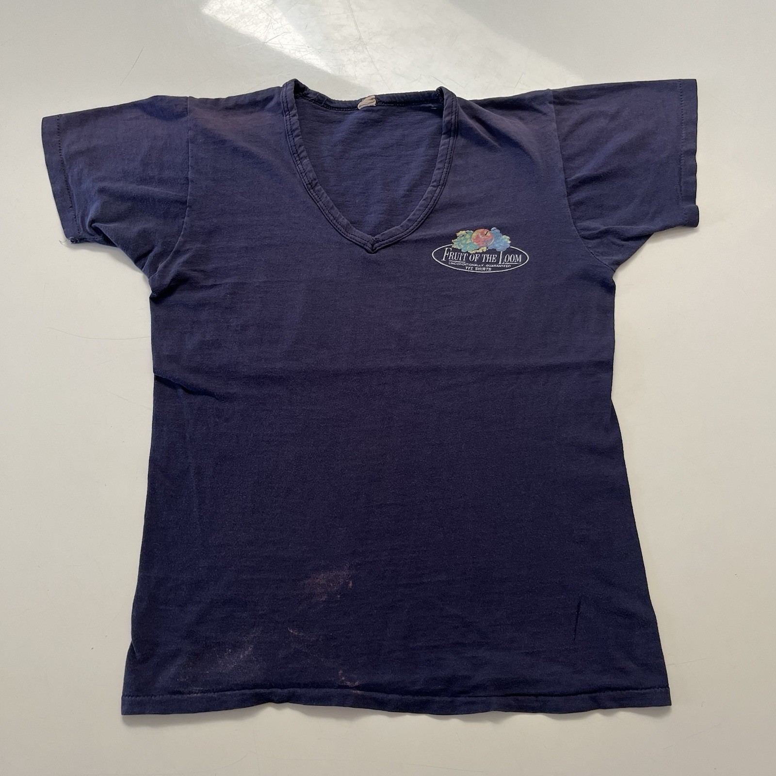 Vintage Fruit Of The Loom T Shirt Womens size Medium 1970s single stitch v neck
