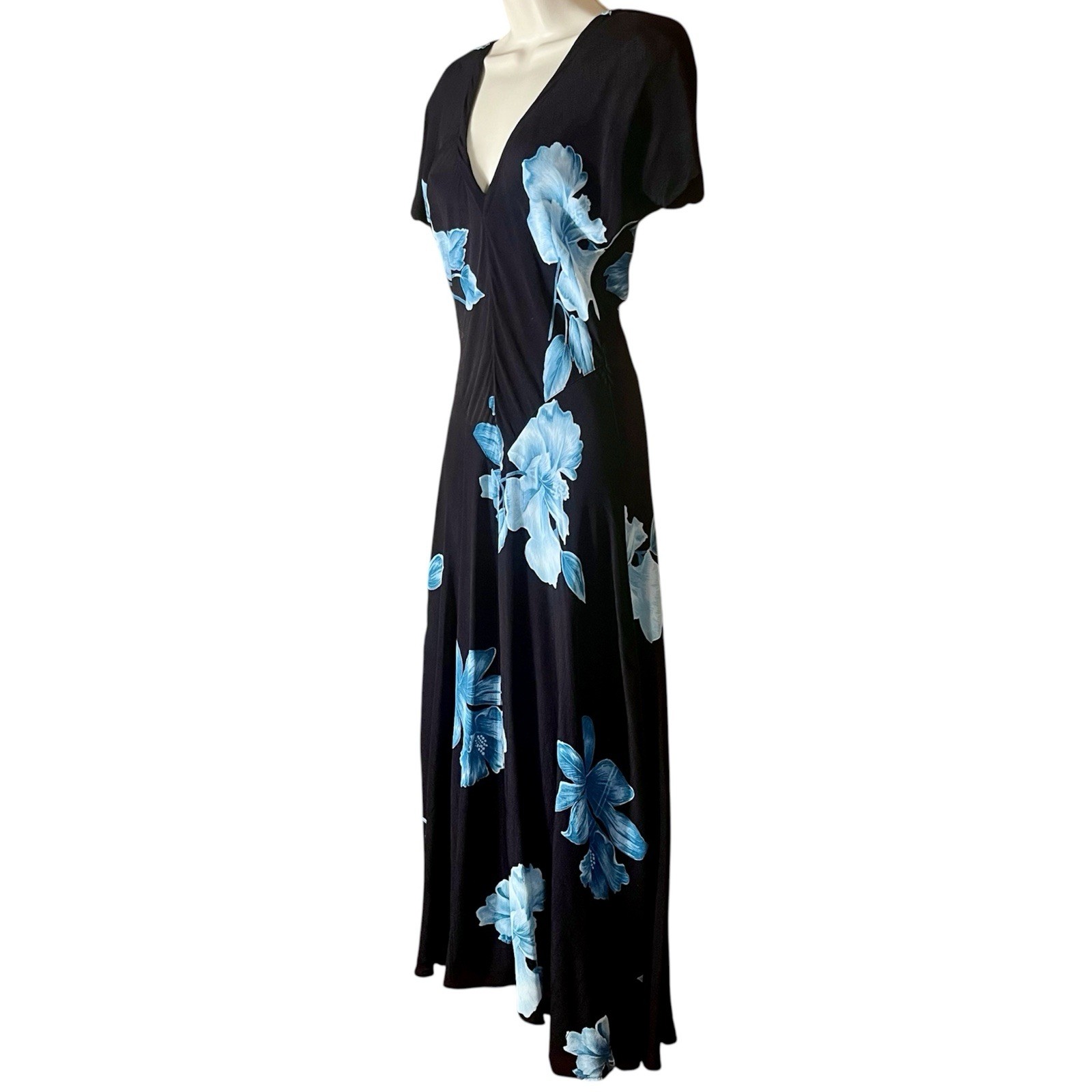 Vintage Dark Floral Maxi Dress Romantic Starina 90s Grunge Tropical Whimsygoth S