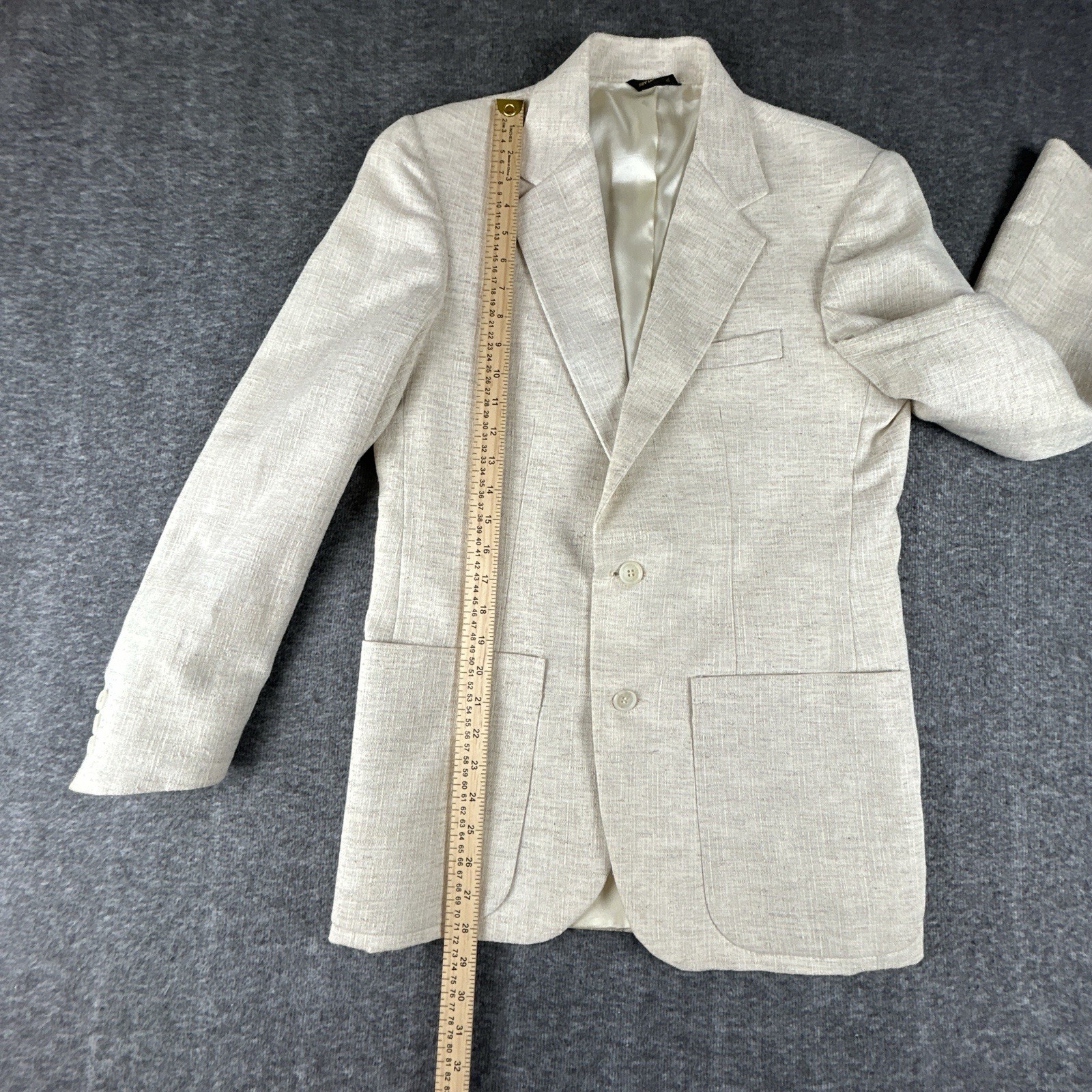 Vintage Linen Blazer Women’s Size M (8-10) Ivory Beige 2-Button Jacket Summer