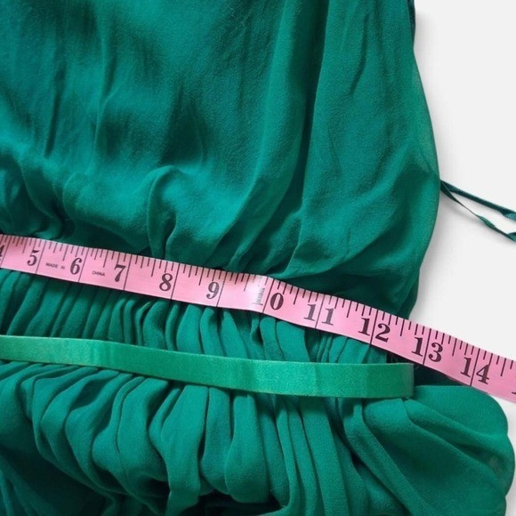 Vintage 50s Emerald Green Chiffon Party Dress XS 2 / 4