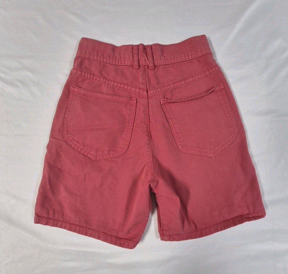 Vtg Paris Sport Club Pink Denim Womens High Waist Shorts Size 5 Button Fly Off
