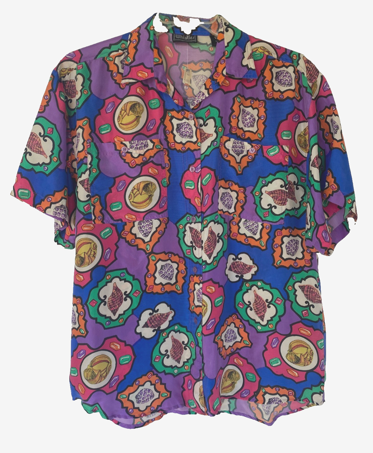 VTG 90s Whistles Oversize Silk Blouse Women’s Medium Colorful Artsy NWT