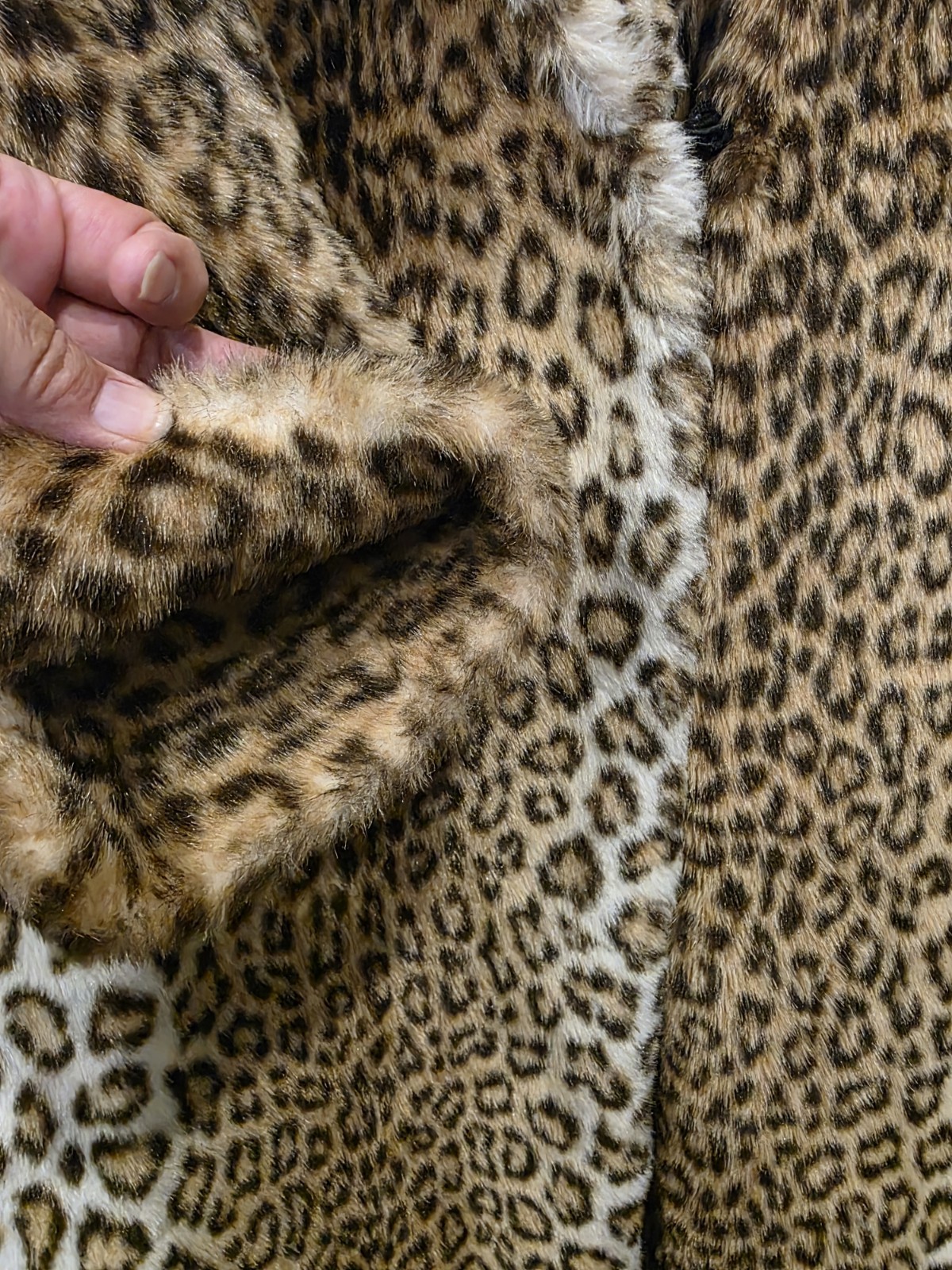 Vintage Sportowne Leopard Print Faux Fur Full Length Coat Size 14