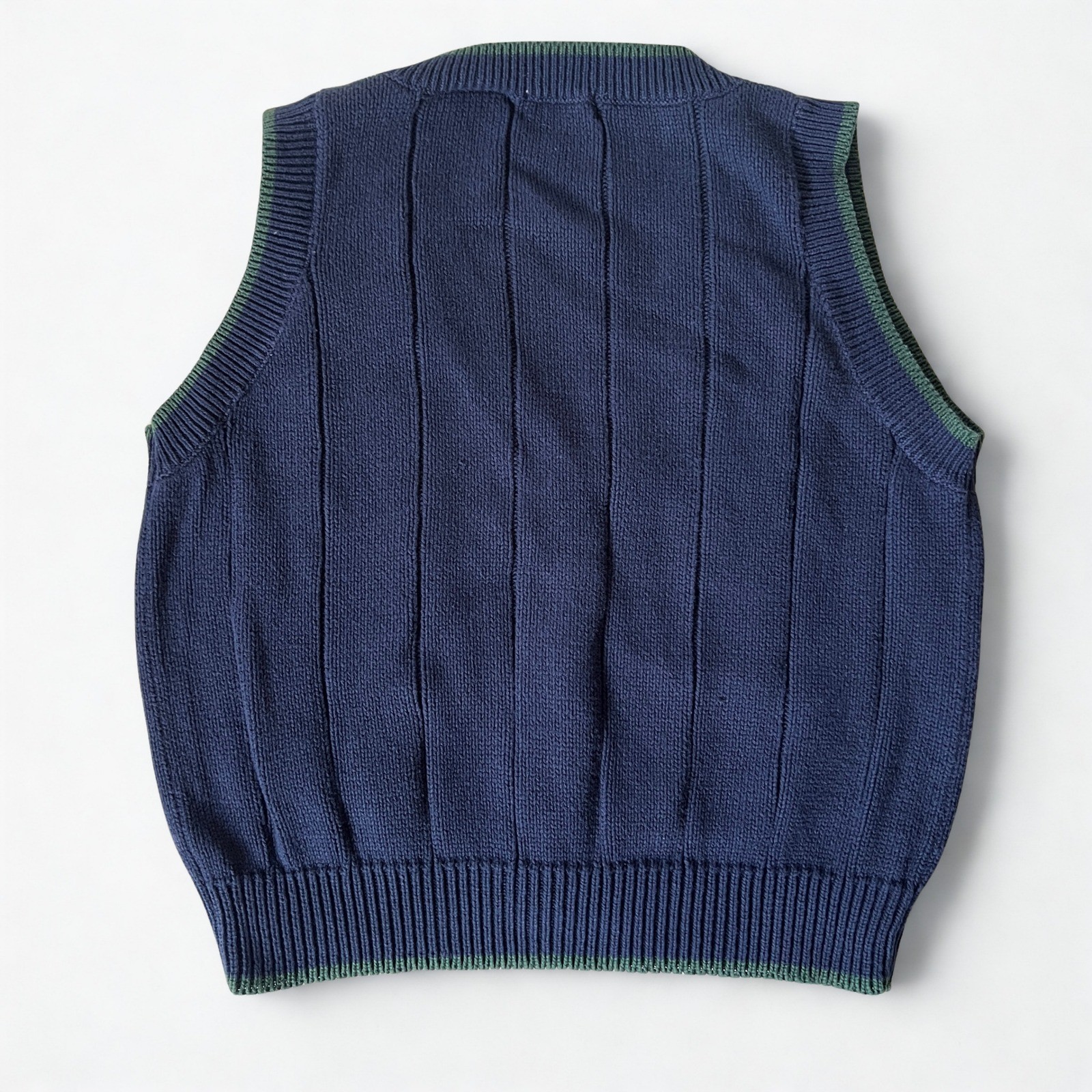 Vintage Line-Up Golf Sweater Vest Womens Small Navy Green Cotton Preppy Golfcore