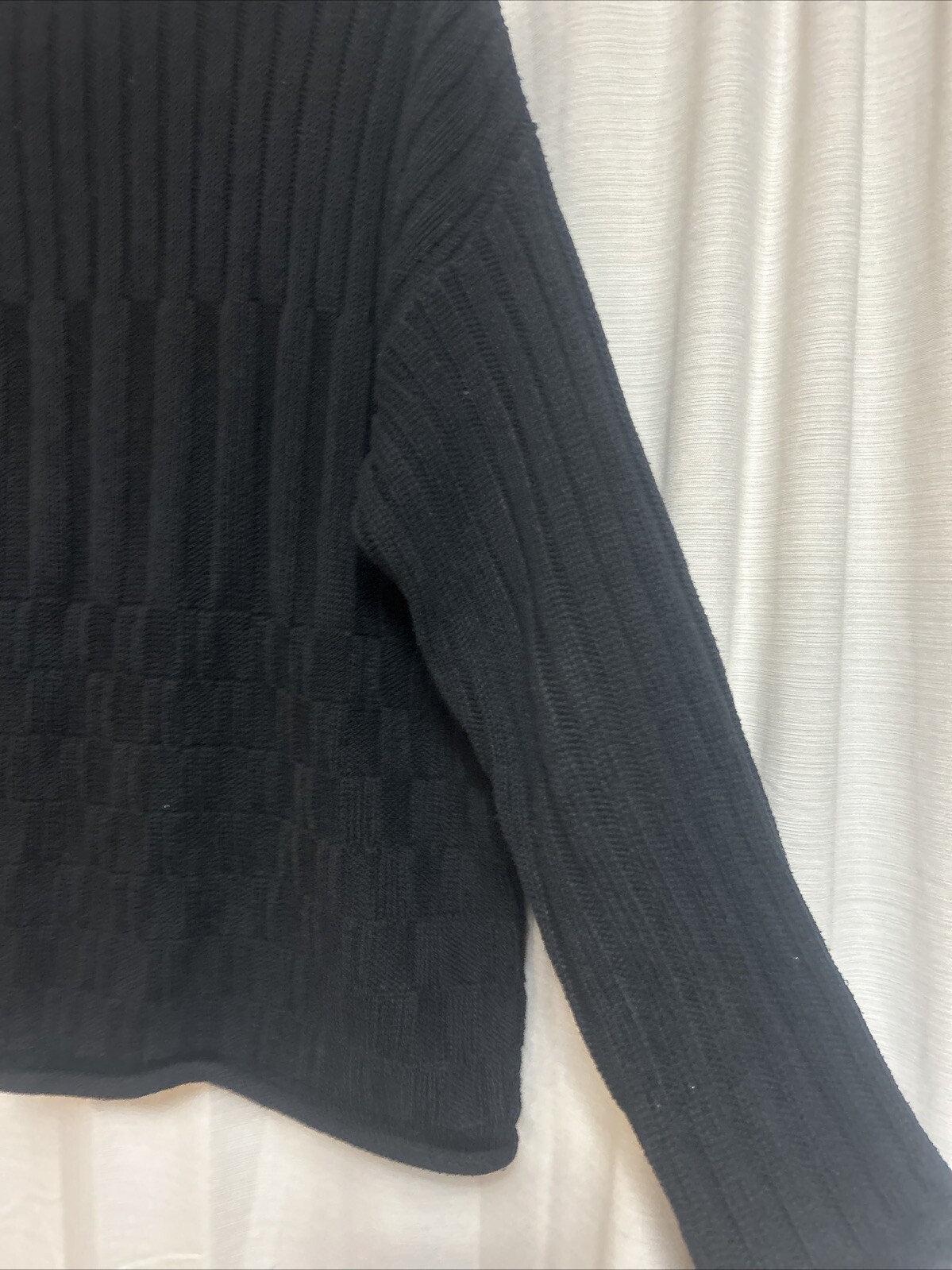 Beldoch Popper USA M Black Long Sleeve Knit Sweater Vintage Cotton Mall Hair T4