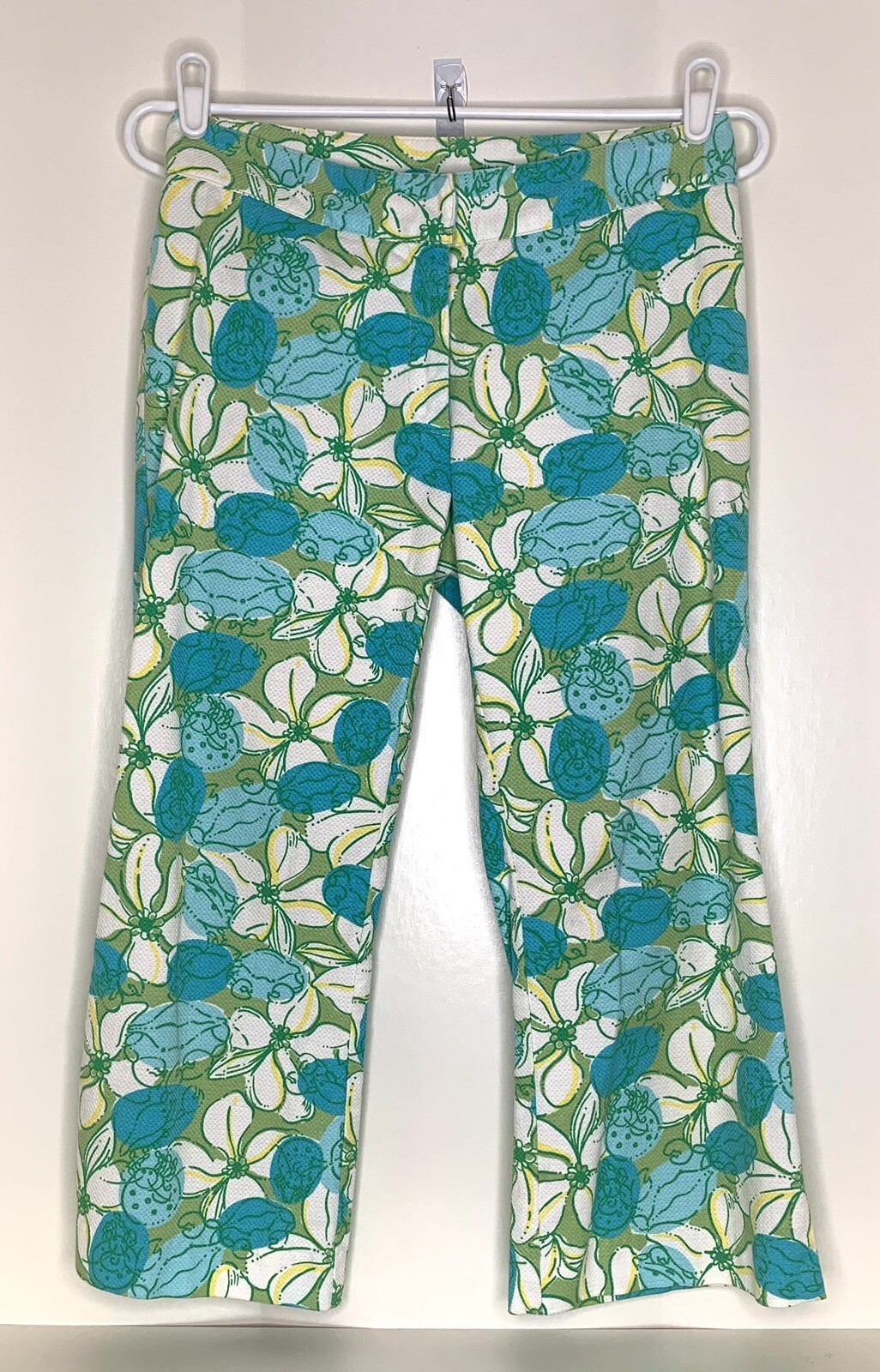 Lilly Pulitzer White Label Women’s 2 Blue Green White Yellow Floral Capri Pants