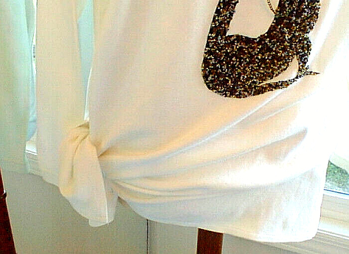 VTG Molto Fino Long Sleeve Cotton Tunic Top Beads Jewels Girl w/ Dog Sz M Plus