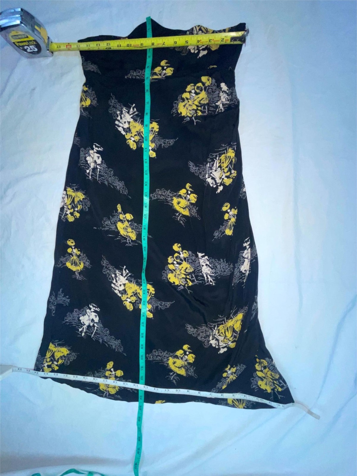 VTG 50S 60S WOMENS S BLACK SIDE ZIP WRAP ASIAN ORIENTAL PRINT DRESS SKIRT