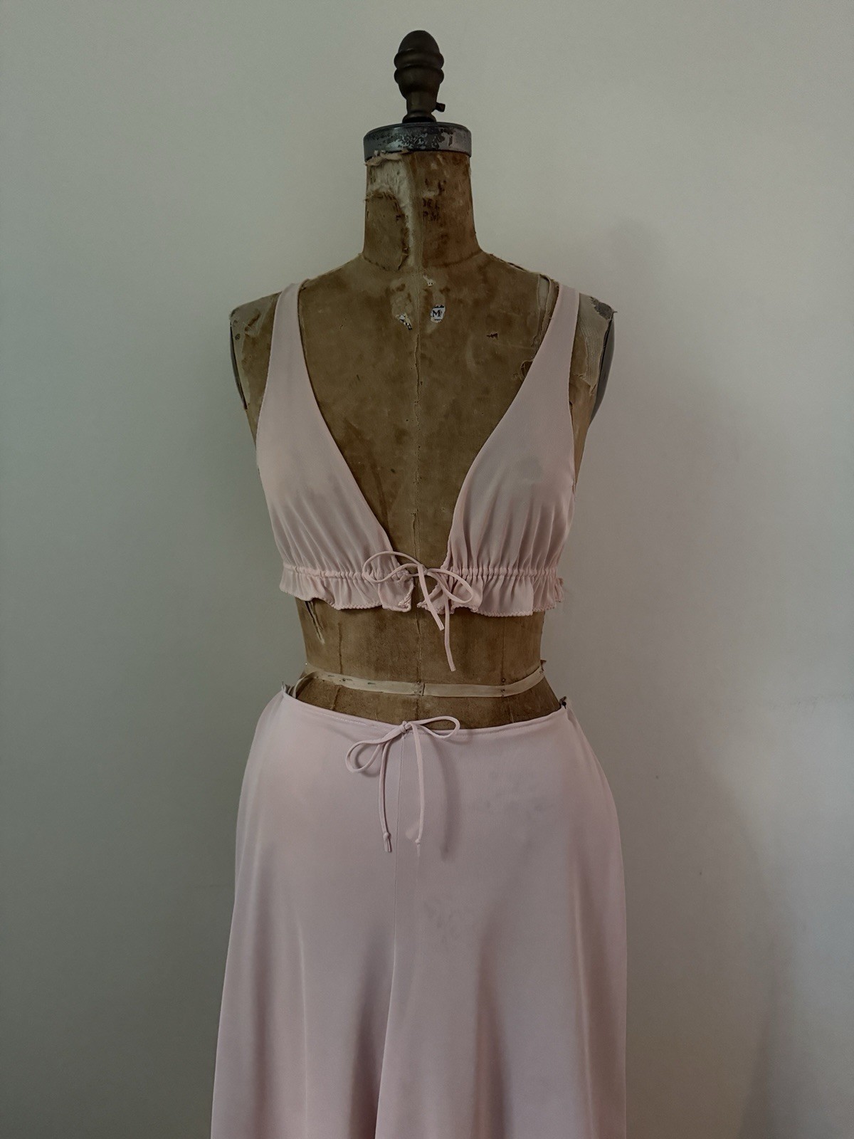John Kloss For Cora 1970s Pajama Set Crop Top And Drawstring Pants