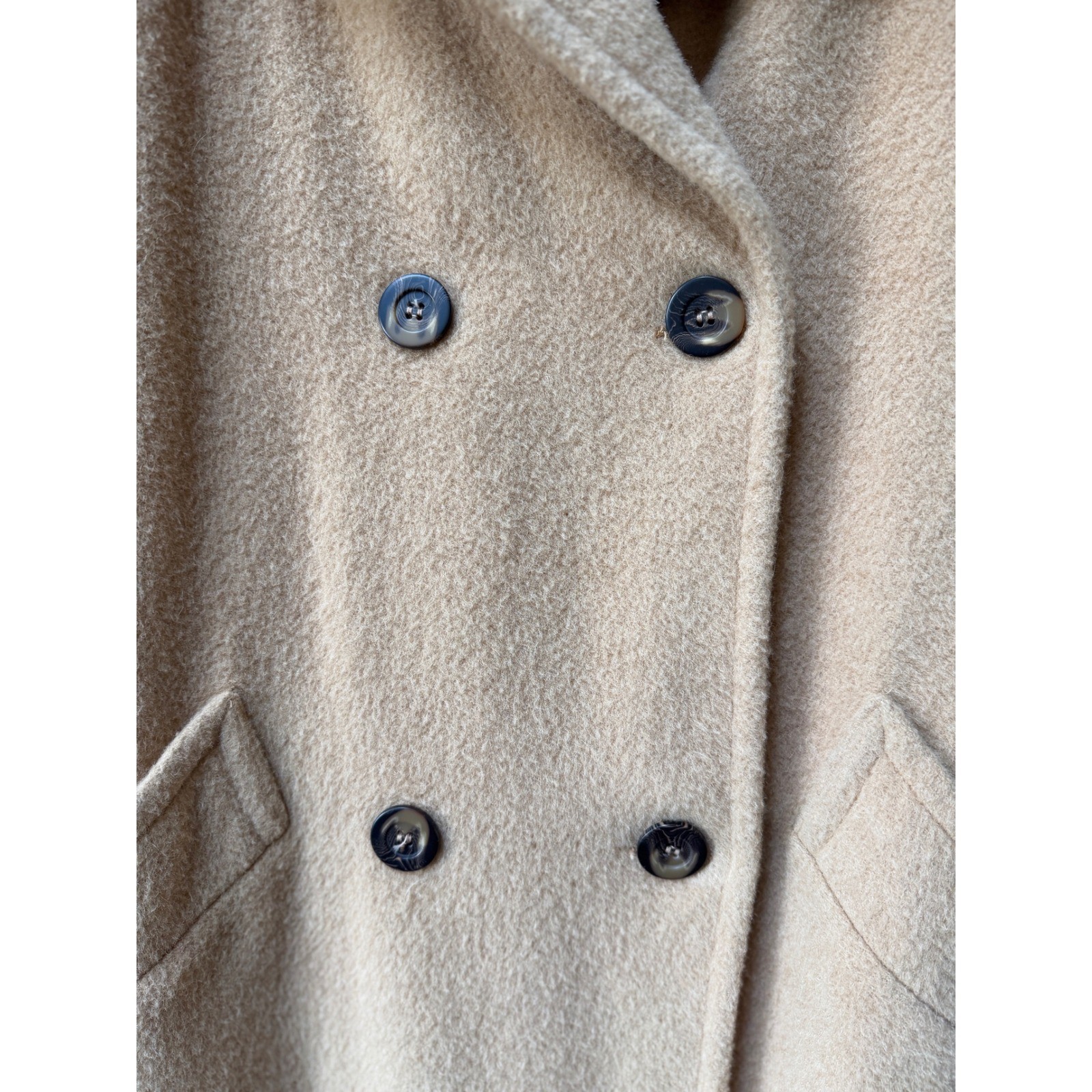 Vintage 100% Camel Hair Double Breasted Coat Womens Belted Long Tan Winter Coat