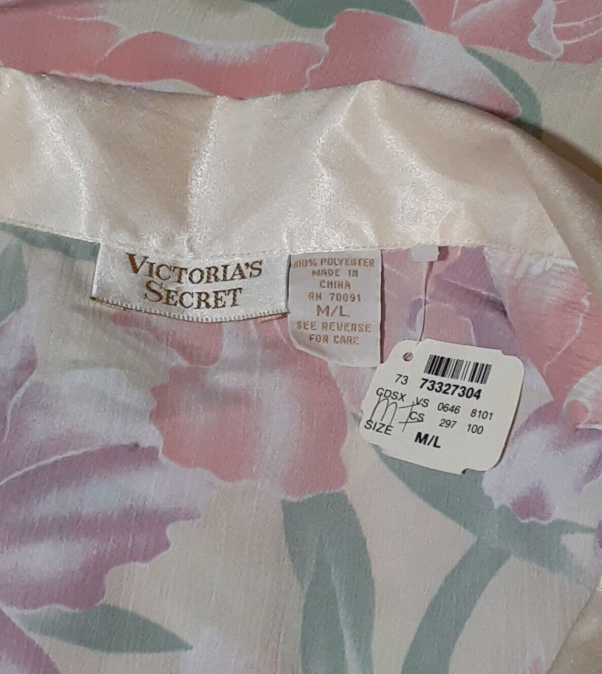 VTG Victoria’s Secret Gold Label Floral Semi Sheer Sleep Shirt Button Up Top M/L