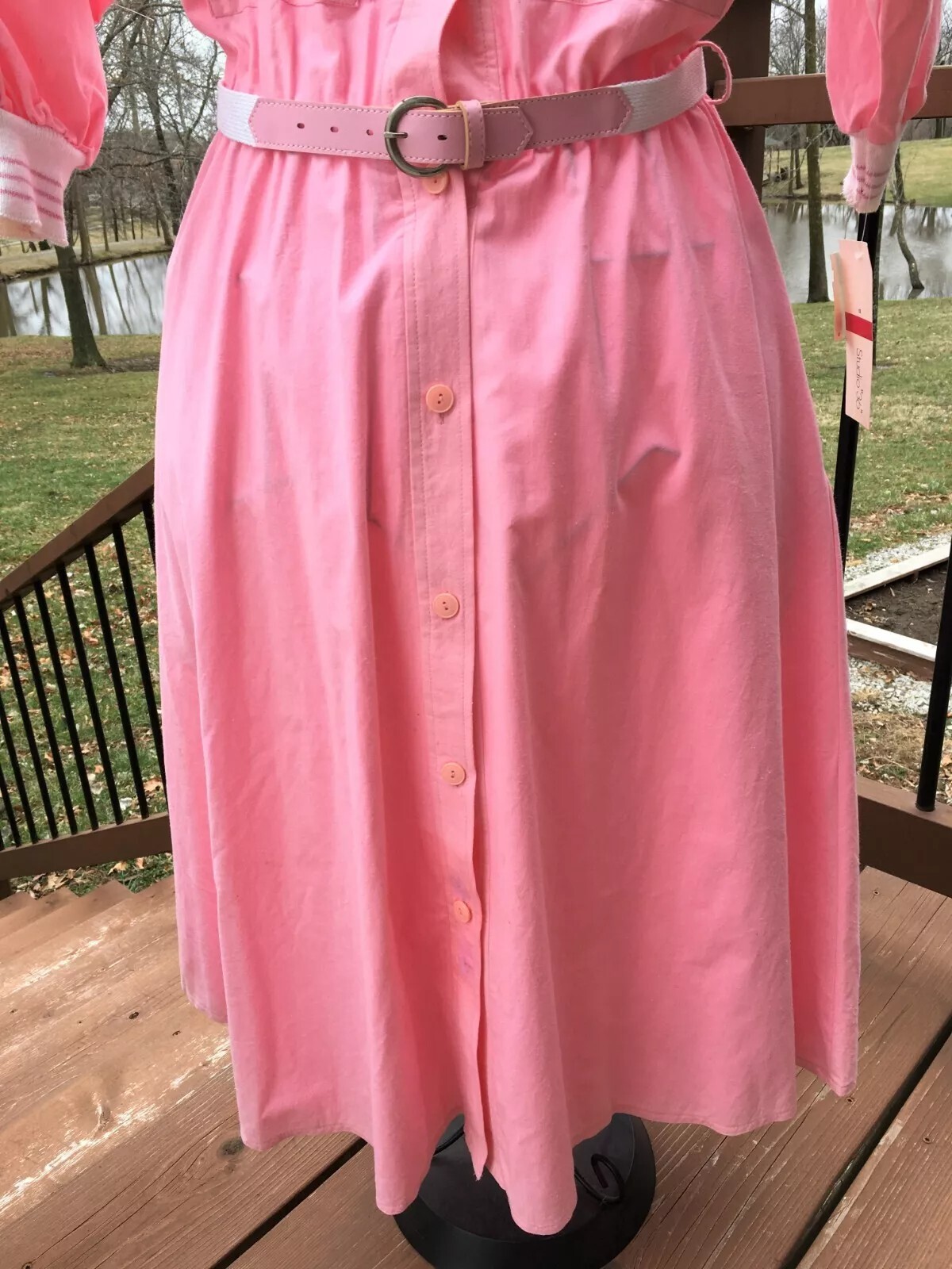 1960s Vintage Shirt Dress Rockabilly Swing Shirtwaist Pink Size 12 NWT