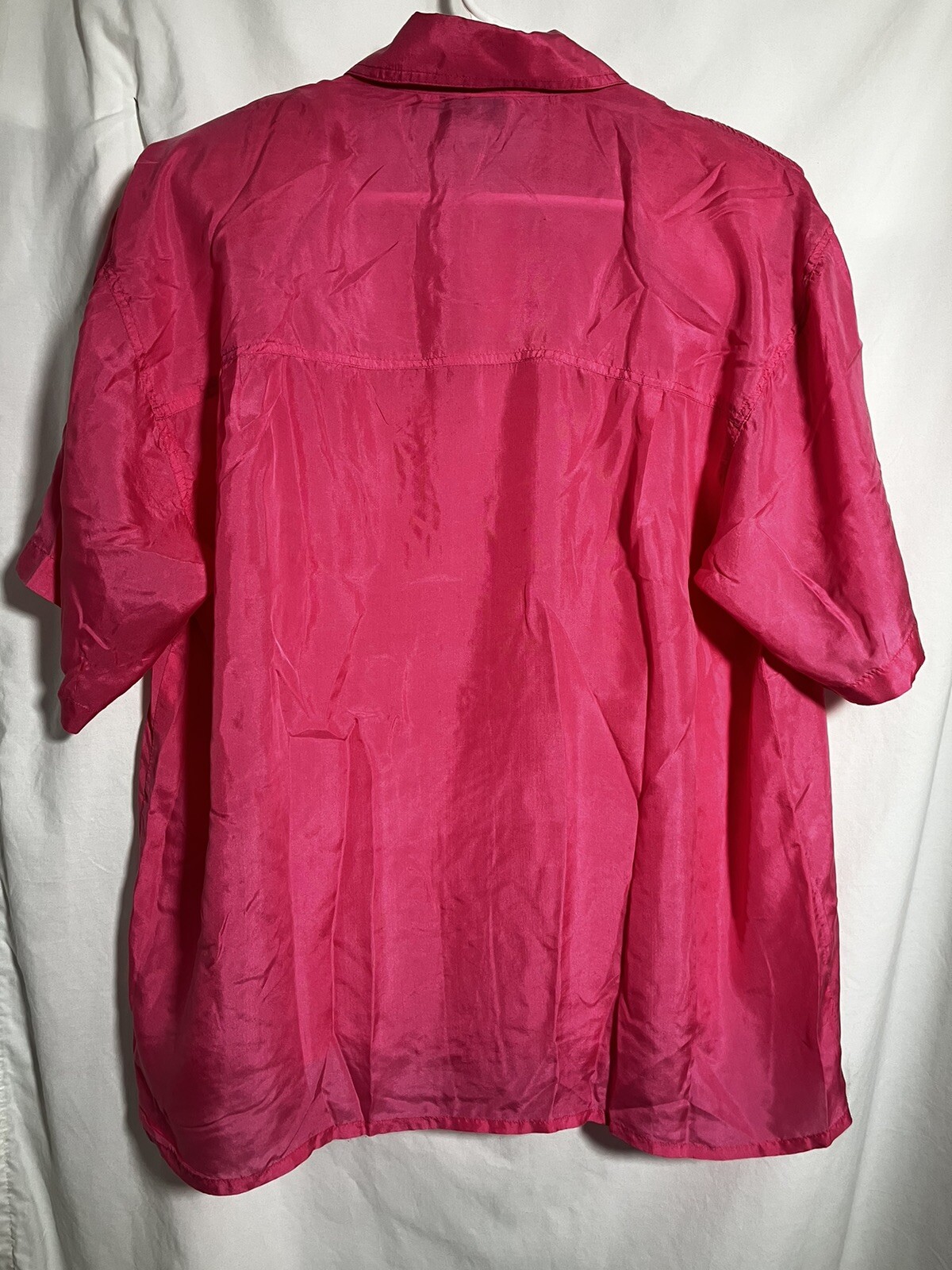 Silk Bouse Pink Button Front Vintage Croquet Club Women’s Size Large New W/TAG