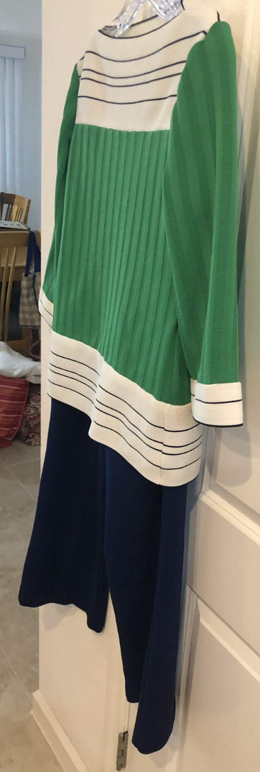 VERY COOL WOMENS VINTAGE BODIN KNITS OUTFIT 1960’S HIPPIE GREEN BLUE SIZE 14 WOW