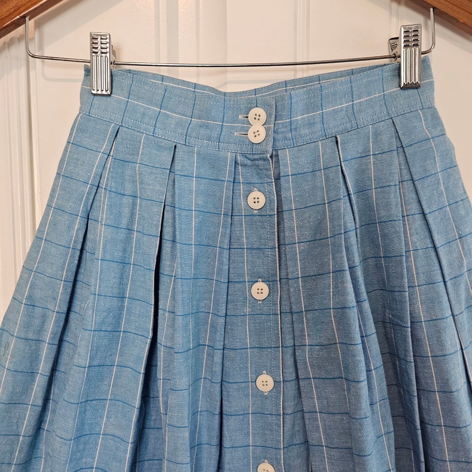 Vintage Liz Claiborne Skirt Women XSmall Blue Plaid Preppy Cottage Academia Twee