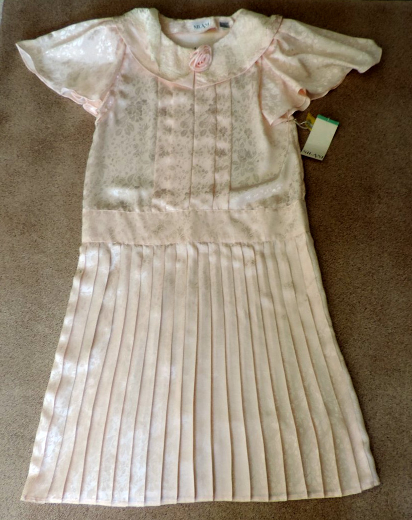 NWT VTG Nilani drop waist pleated cottage core Granny satin Prairie dress sz 10