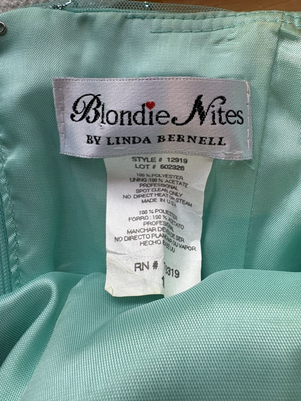 vintage Y2K prom dress Blondie Nites fairy aqua mesh glitter print party gown M