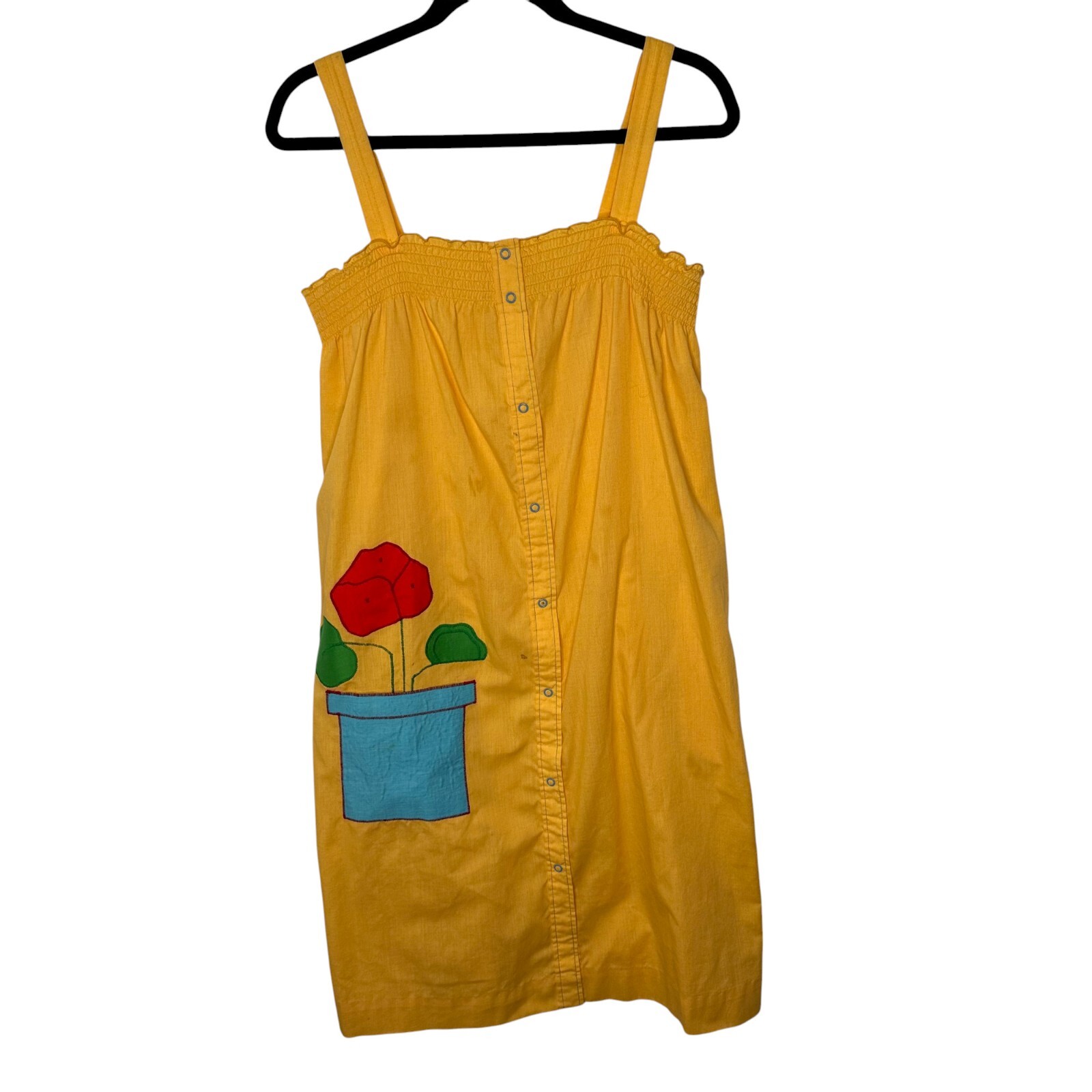 Vtg 90s Models Coat Snap Front Smocked Dress 12 Yellow Floral Retro House Coat