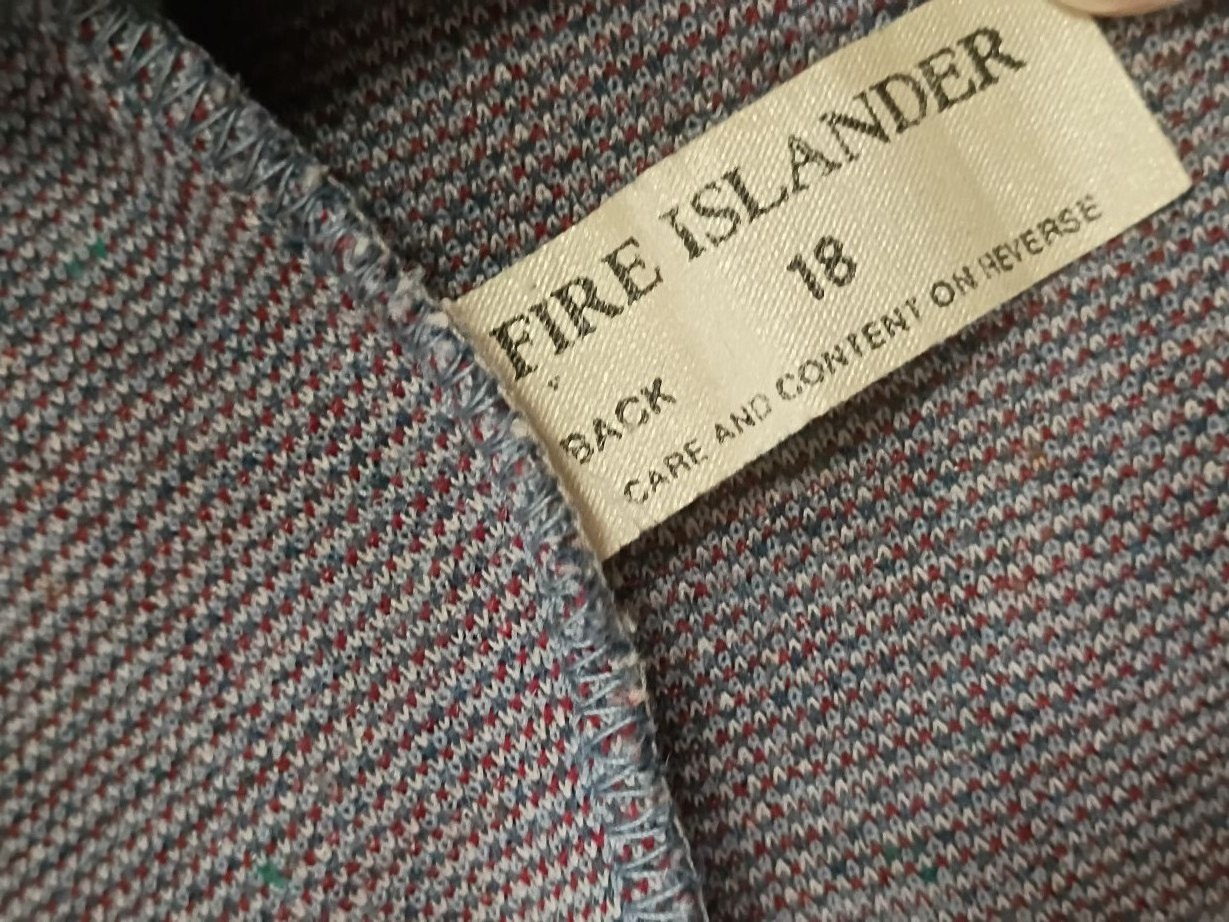 1970s Fire Islander Jacket Pant Suit Blue Herringbone Vintage Womens Sz 18 Geek