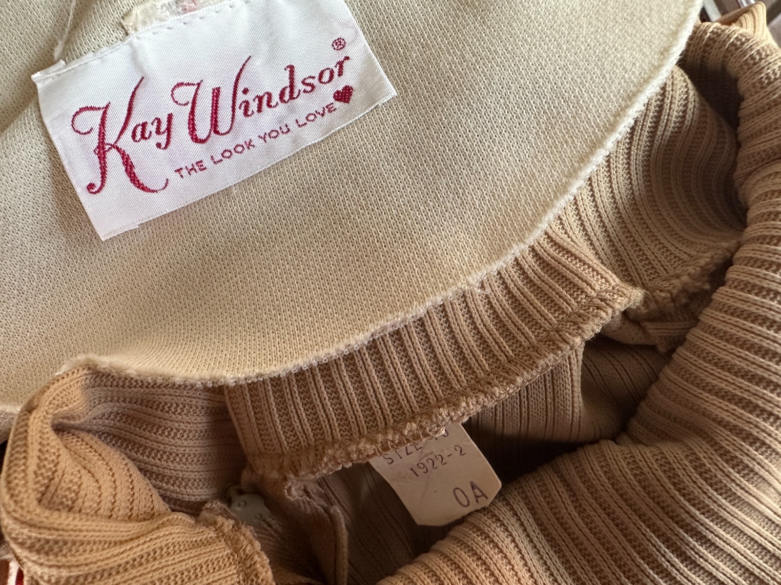 Vintage 1970s Ivory and Beige Dress with Jacket Kay Windsor The Look You Love