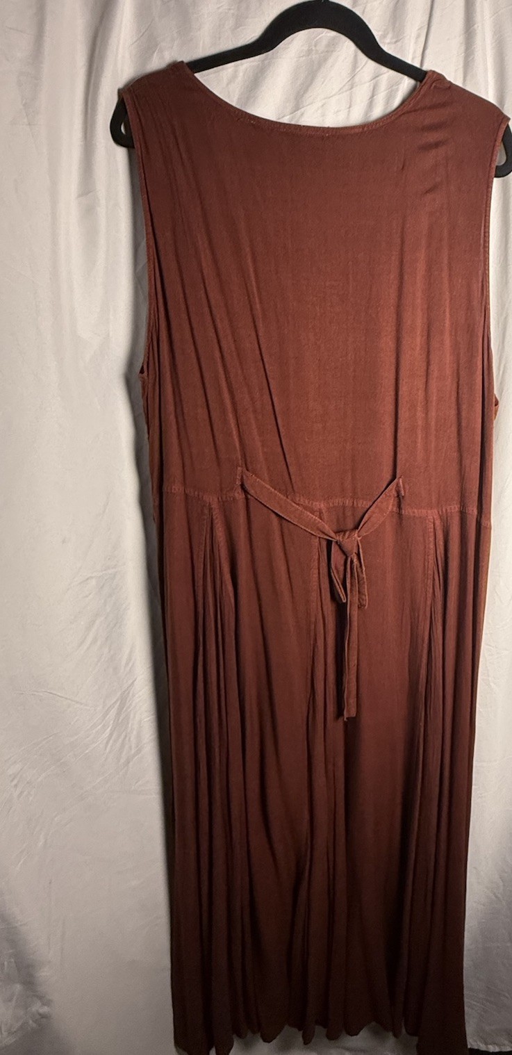 VTG Y2K M.P.H. 3X Artsy Boho Dress Burgundy Brown Beaded Gothic Lagenlook