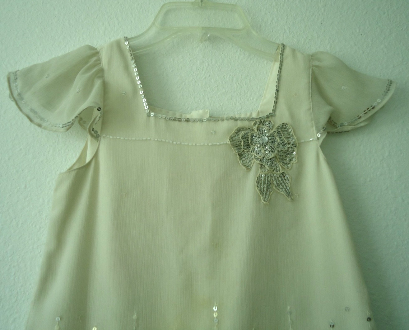 Vgt-50s MONSOON Girl’s Flapper Ivory Flapper Glitter Rhinestones Dress Size-8-9