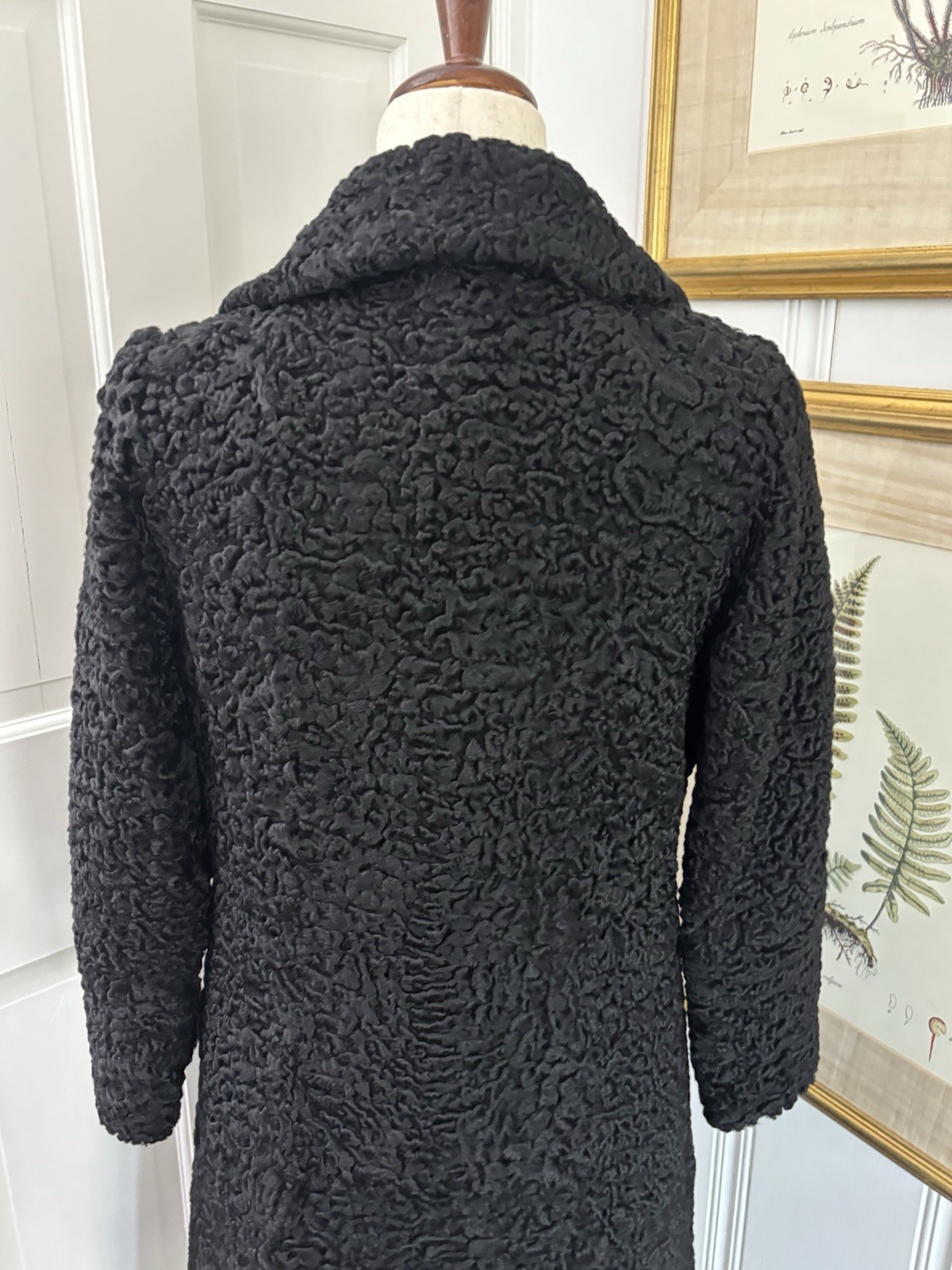 Vintage 1960’s Or 1970’s Genuine Persian Lamb Black Single Breasted Coat S XS