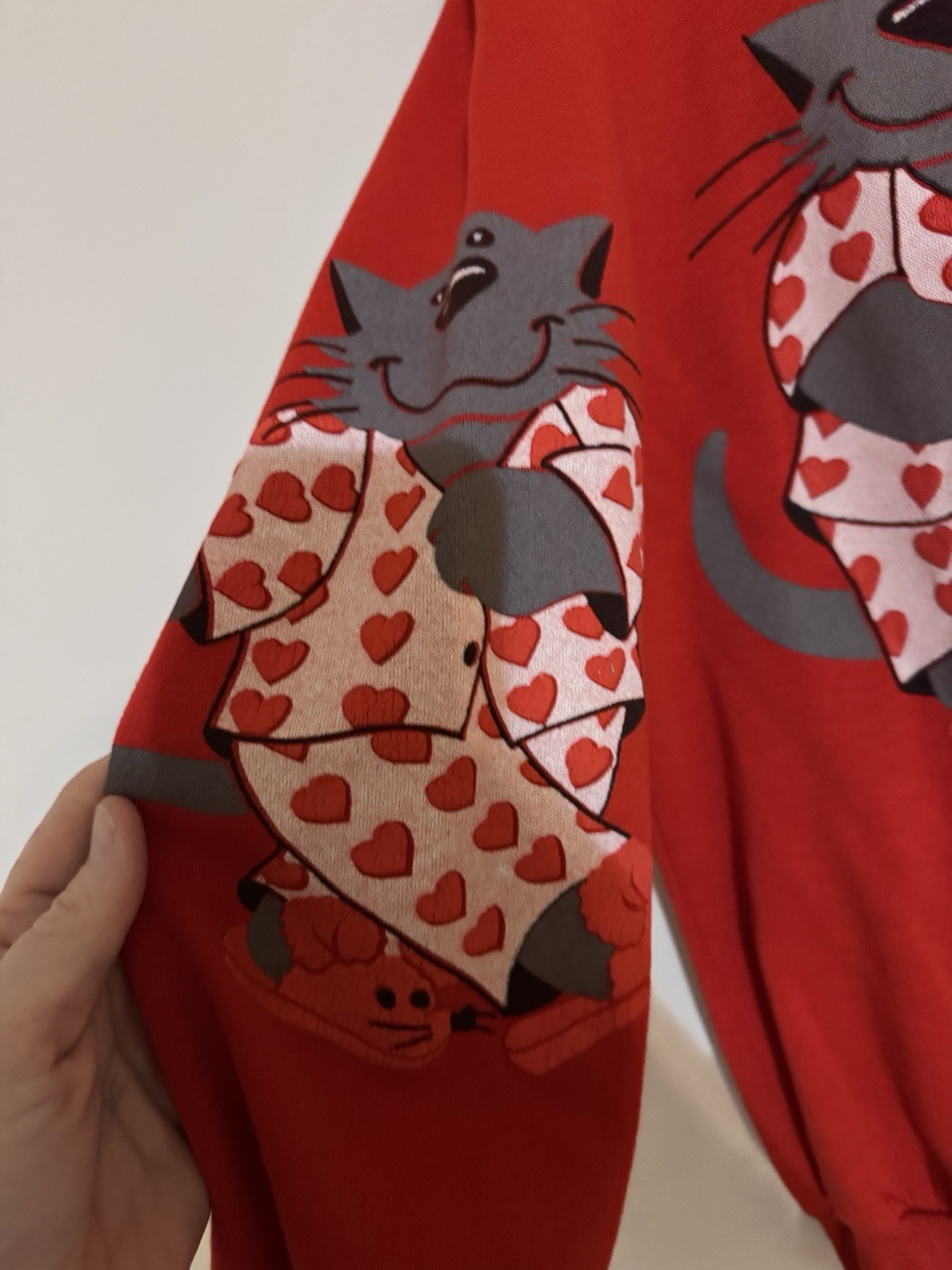 Vintage Cat And Mouse Sweatshirt Cats In Pajamas Scarab Nineties S 80s 90s Red